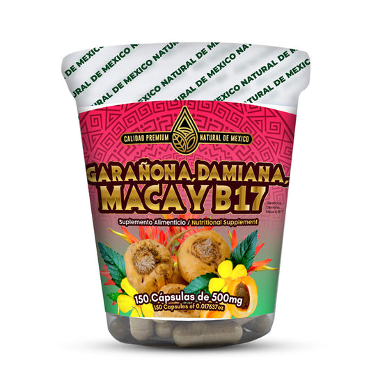 Suplemento en Vasito Garañona Damiana Maca y B17 Supplement 150 Capsulas